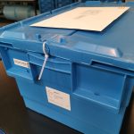 Blue boxes for packing material kitting | Lakameda